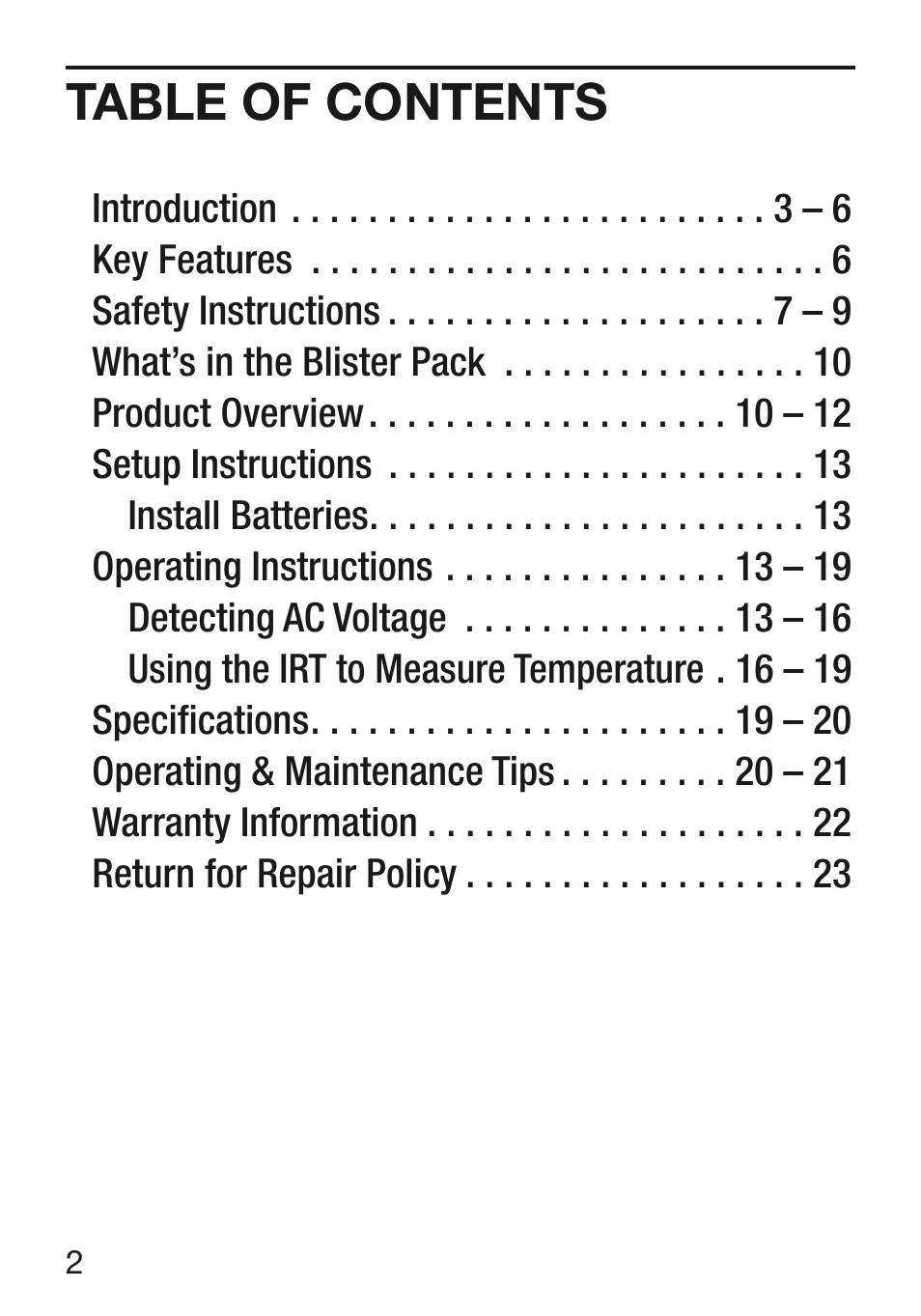 General Tools and Instruments VR40 User Manual | Page 2 / 24