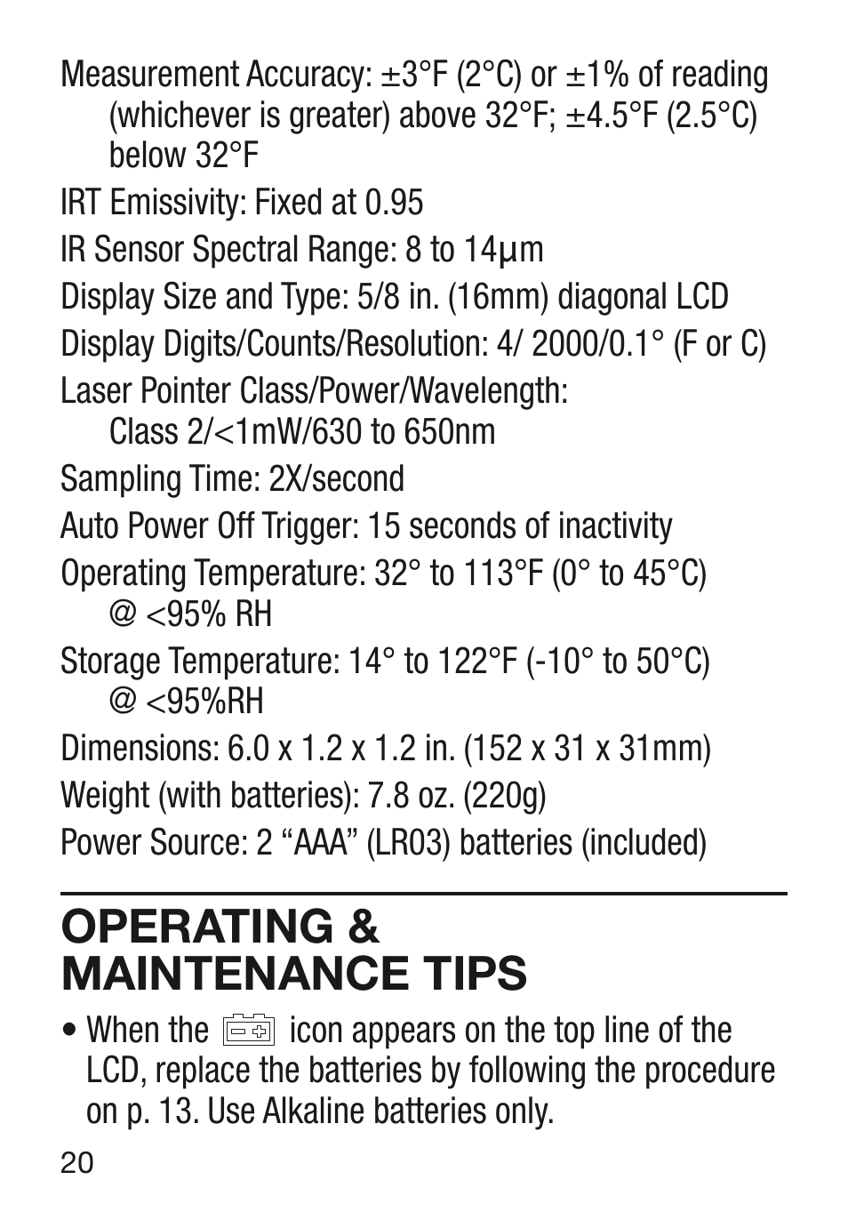 Operating & maintenance tips | General Tools and Instruments VR40 User Manual | Page 20 / 24
