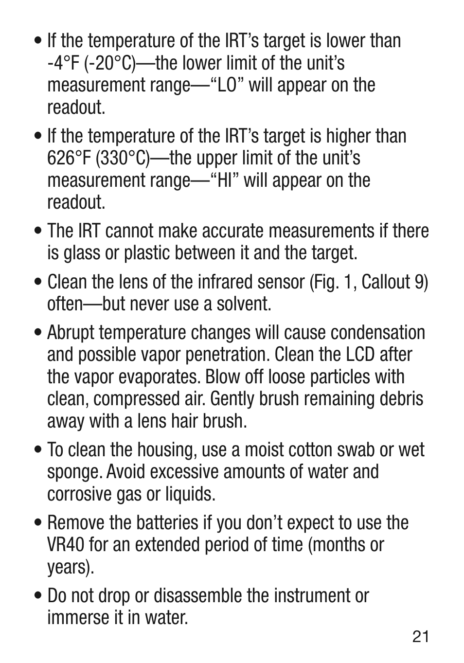 General Tools and Instruments VR40 User Manual | Page 21 / 24