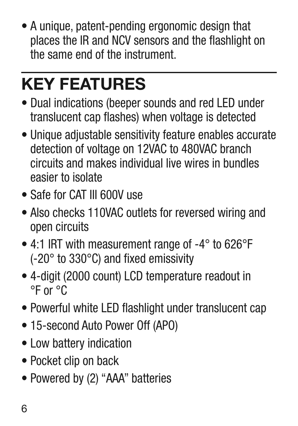 Key features | General Tools and Instruments VR40 User Manual | Page 6 / 24