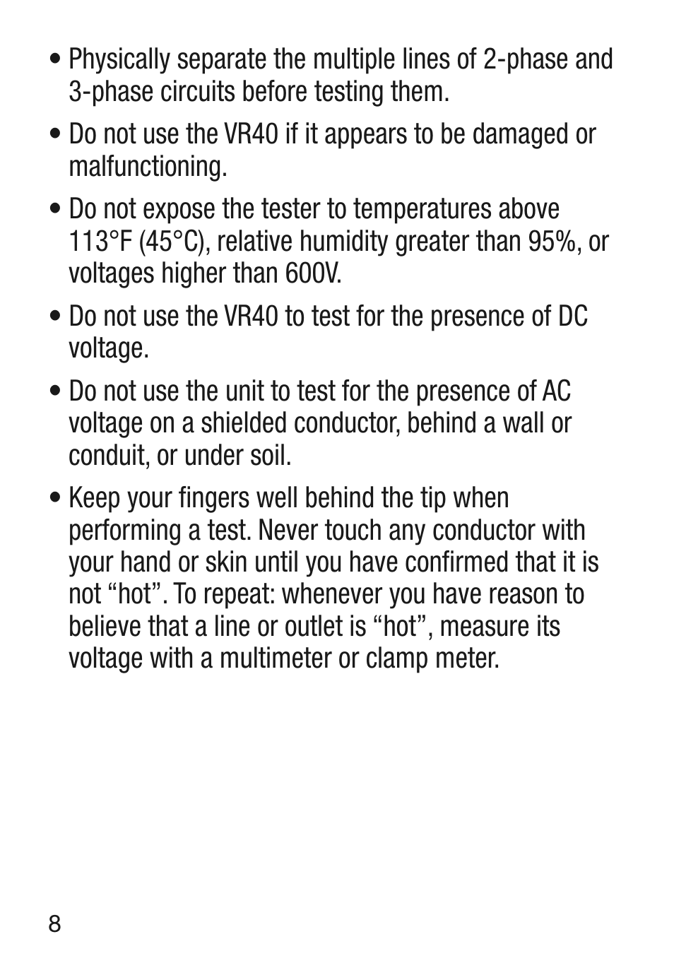 General Tools and Instruments VR40 User Manual | Page 8 / 24