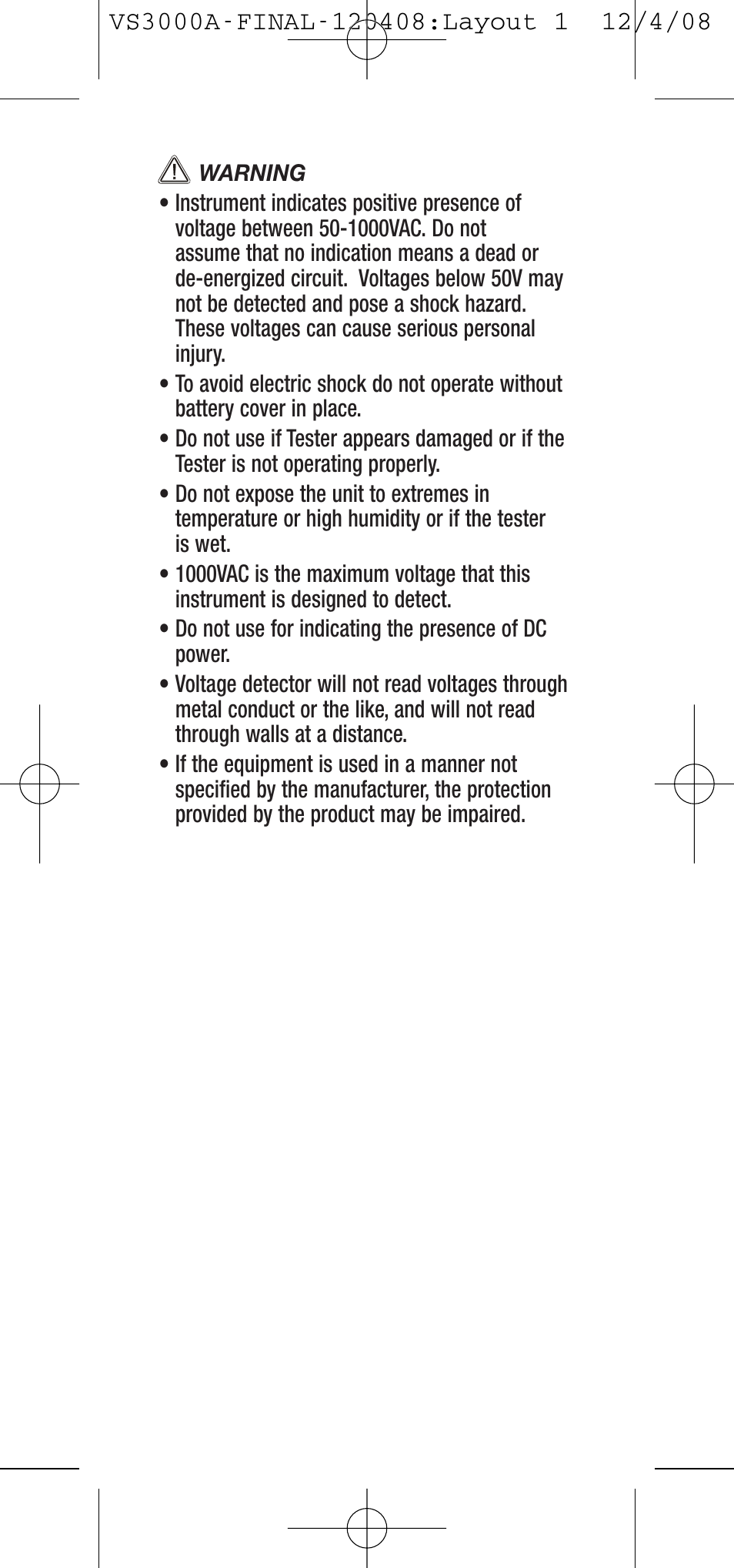 General Tools and Instruments VS3000A User Manual | Page 4 / 12