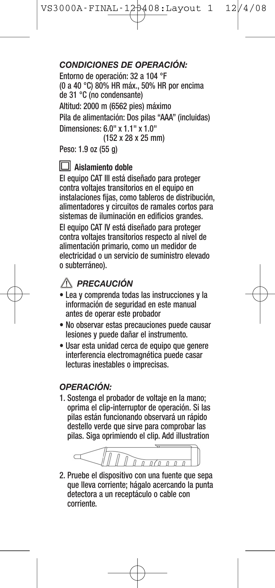 General Tools and Instruments VS3000A User Manual | Page 6 / 12