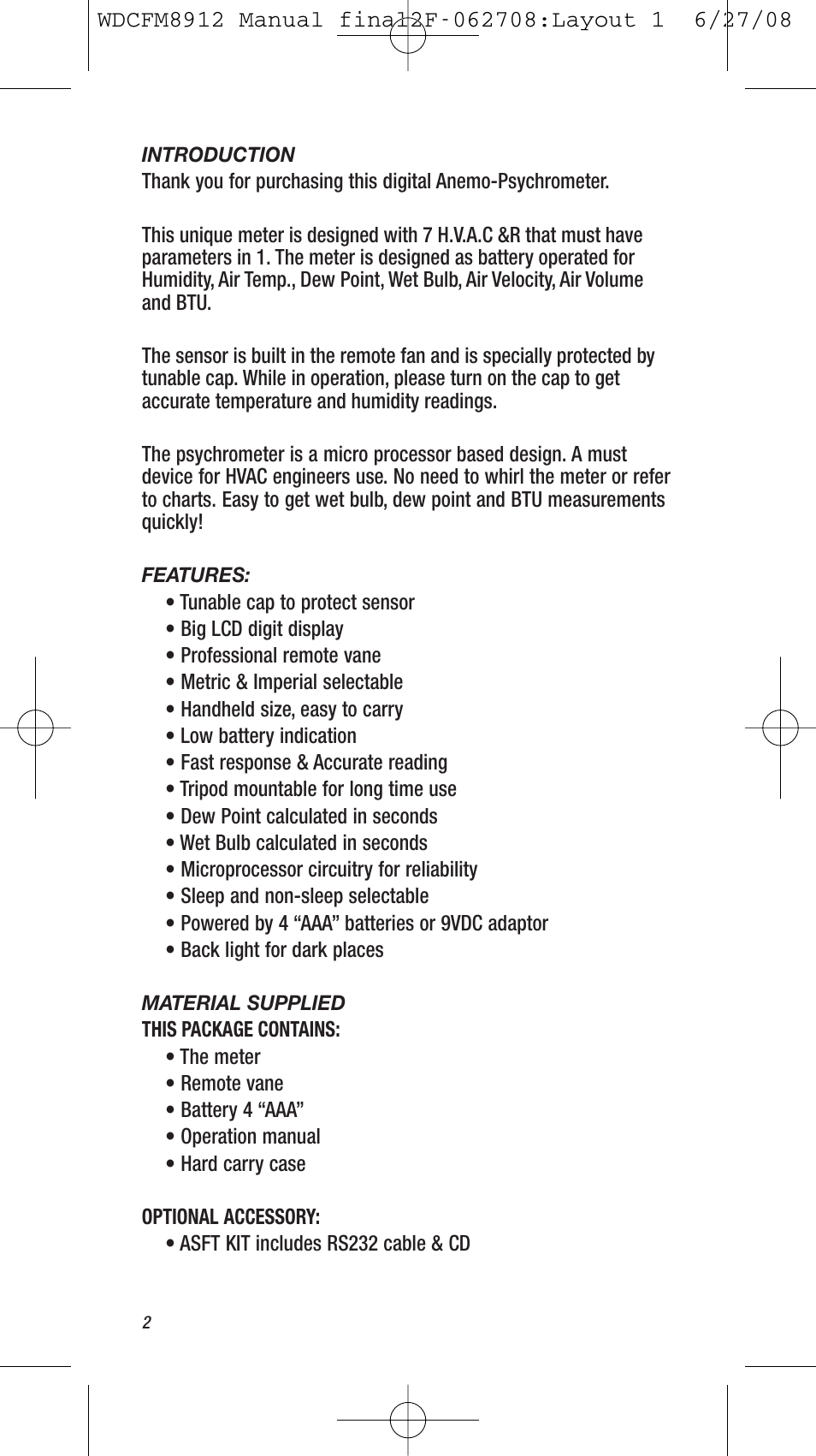 General Tools and Instruments WDCFM8912 User Manual | Page 2 / 16