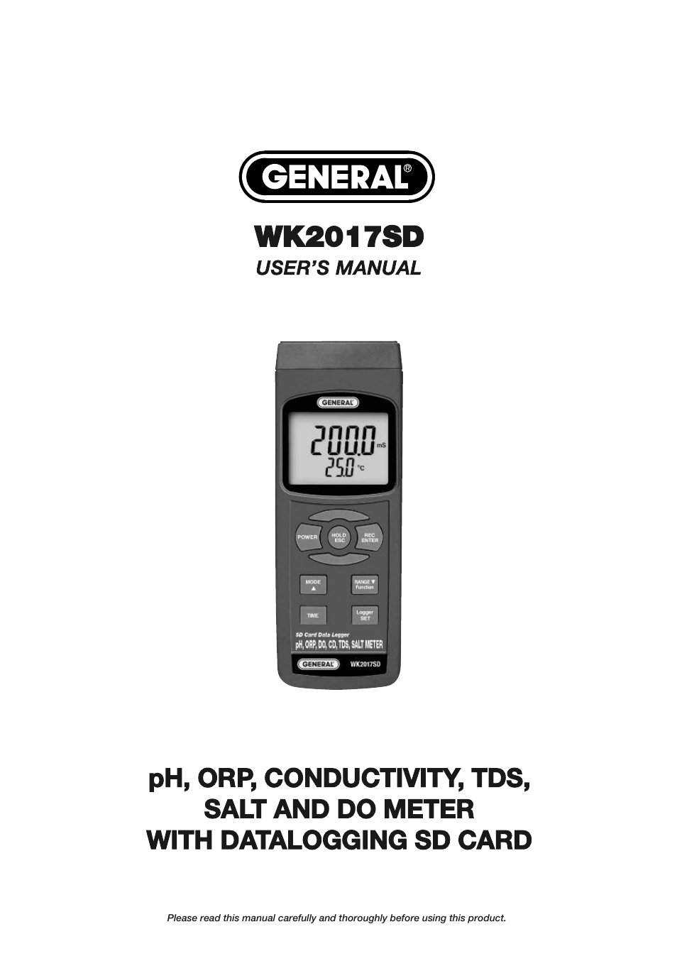 General Tools and Instruments WK2017SD User Manual | 20 pages