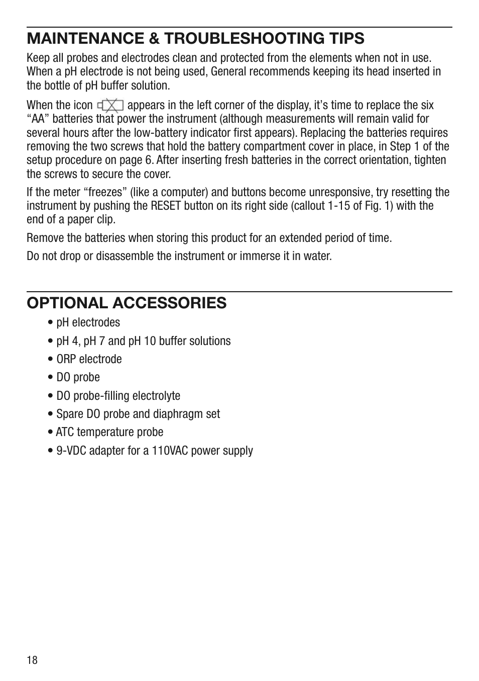 Maintenance & troubleshooting tips, Optional accessories | General Tools and Instruments WK2017SD User Manual | Page 18 / 20