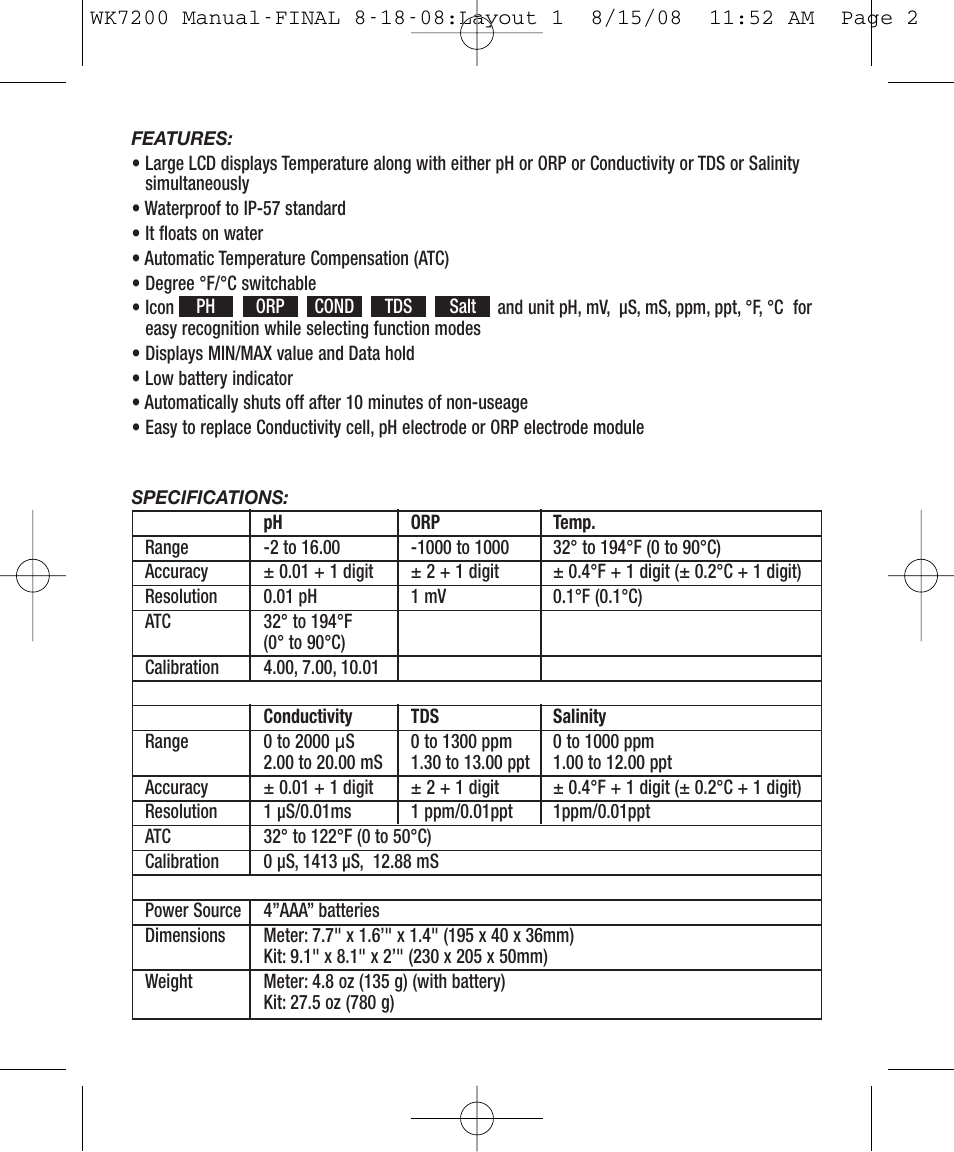 General Tools and Instruments WK7200 User Manual | Page 2 / 8
