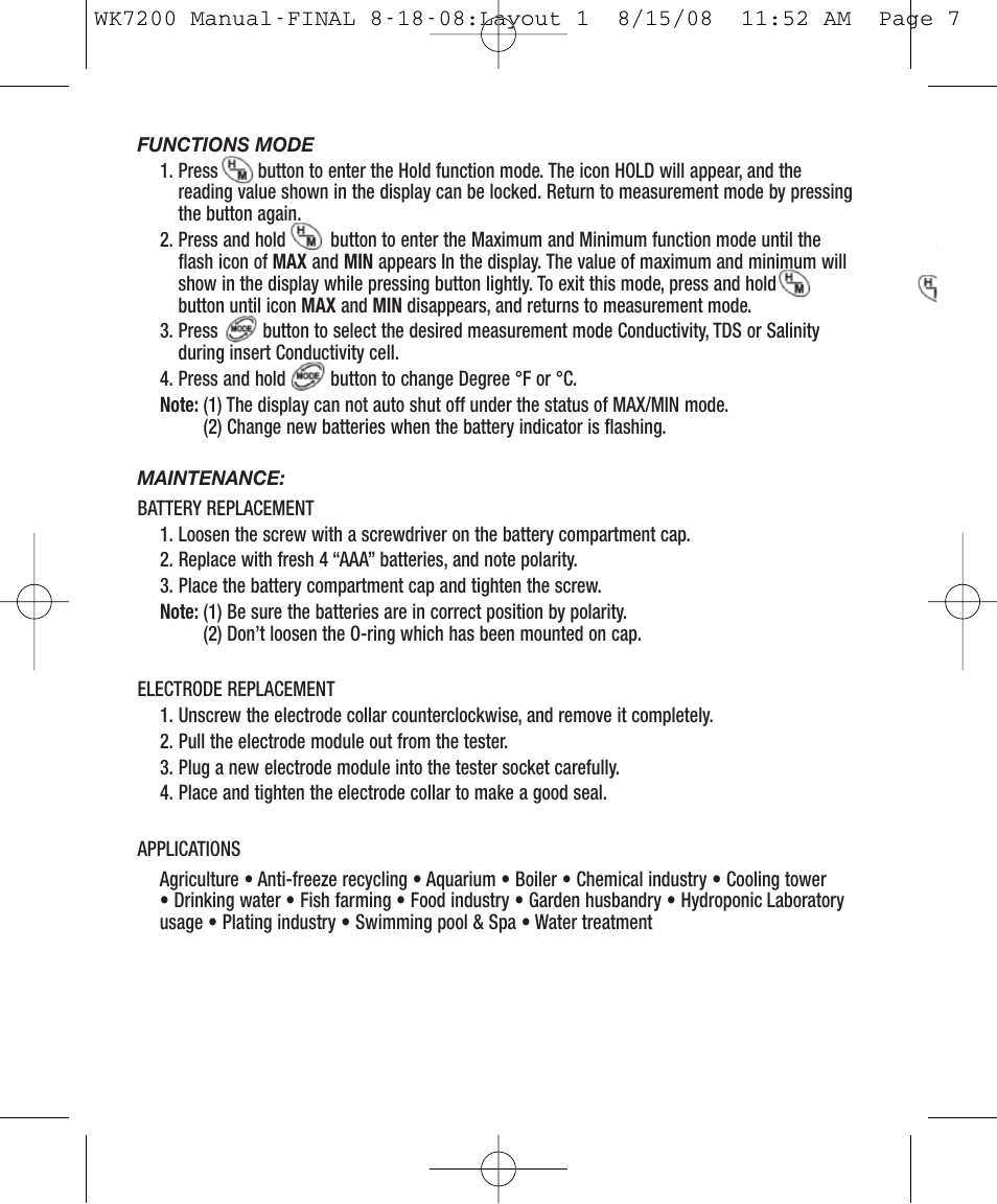 General Tools and Instruments WK7200 User Manual | Page 7 / 8