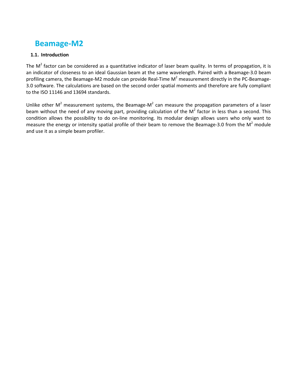 Beamage-m2, Ntroduction | Gentec-EO Beamage-M2 User Manual | Page 8 / 50