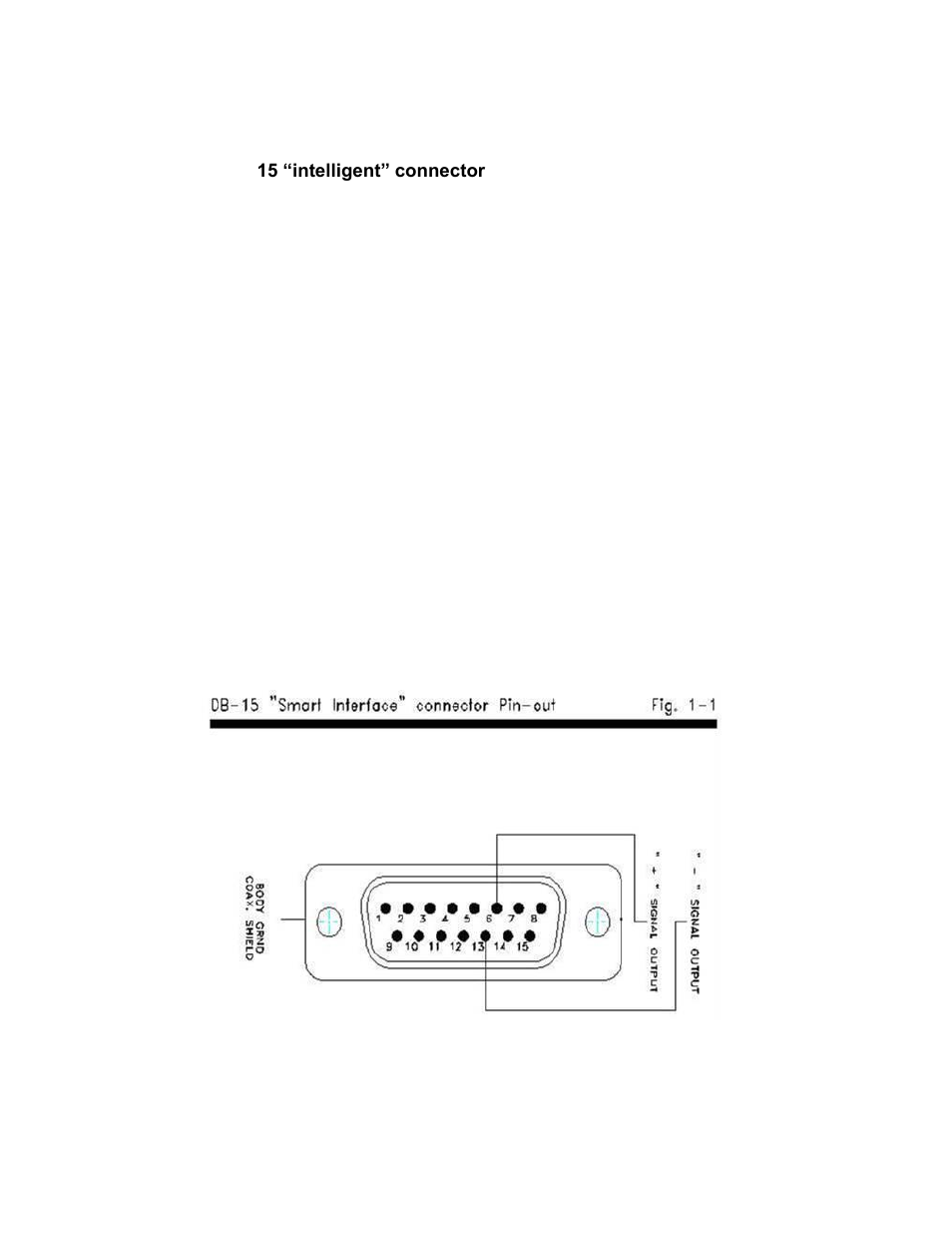 Power detector connectors, 15 “intelligent” connector, Fig. 1-1 db-15 connector pin-out | Gentec-EO HP User Manual | Page 6 / 28