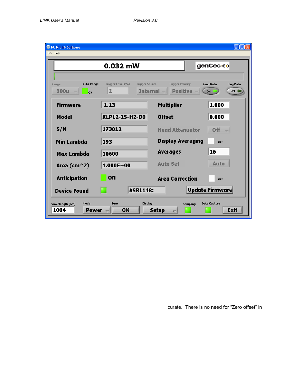 The wattmeter setup window, The measurement, Attmeter | Etup, Indow | Gentec-EO M-LINK User Manual | Page 17 / 47