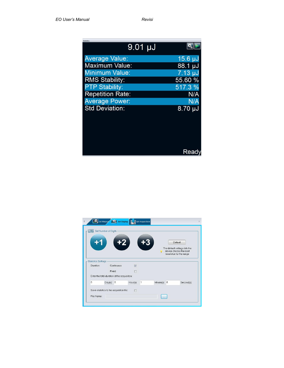 Statistics display options panel, Tatistics display in, Nergy mode | Gentec-EO PC-Gentec-EO (for MAESTRO and INTEGRA) User Manual | Page 34 / 66