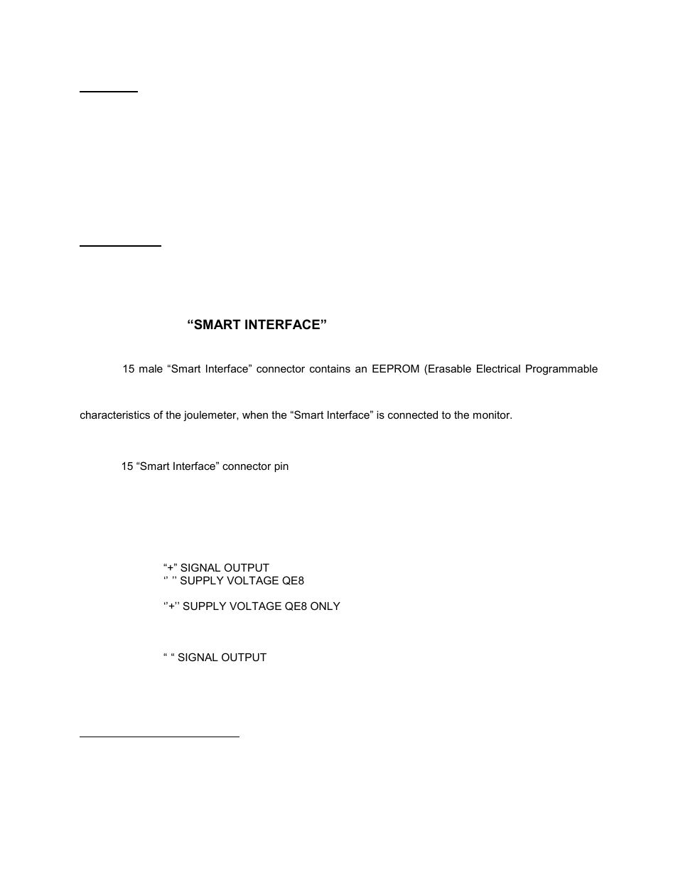 Qe series, Smart interface” connector | Gentec-EO QE and XLE4 User Manual | Page 6 / 38