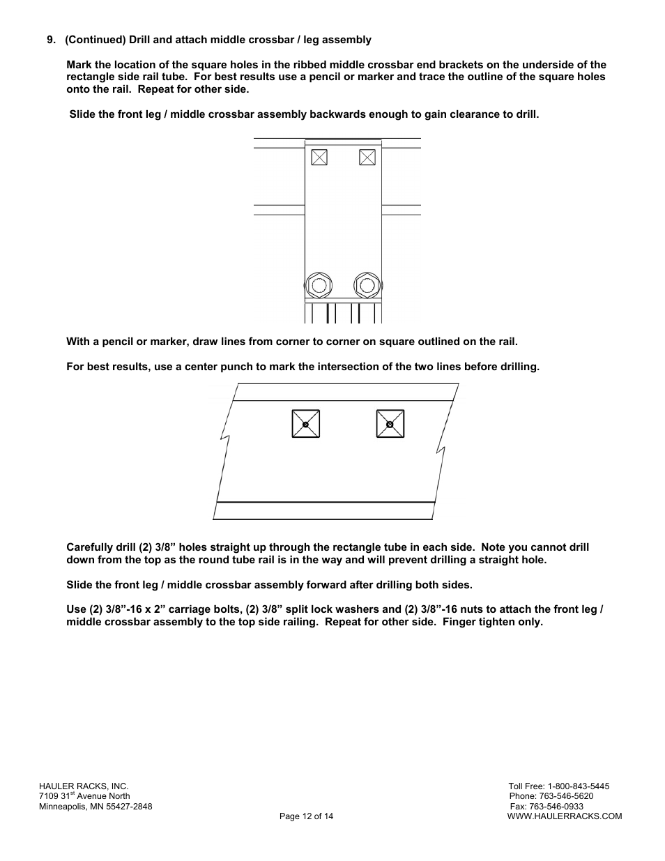 Hauler Racks Hauler II - UNIVERSAL TRUCK SERIES RACKS User Manual | Page 12 / 14