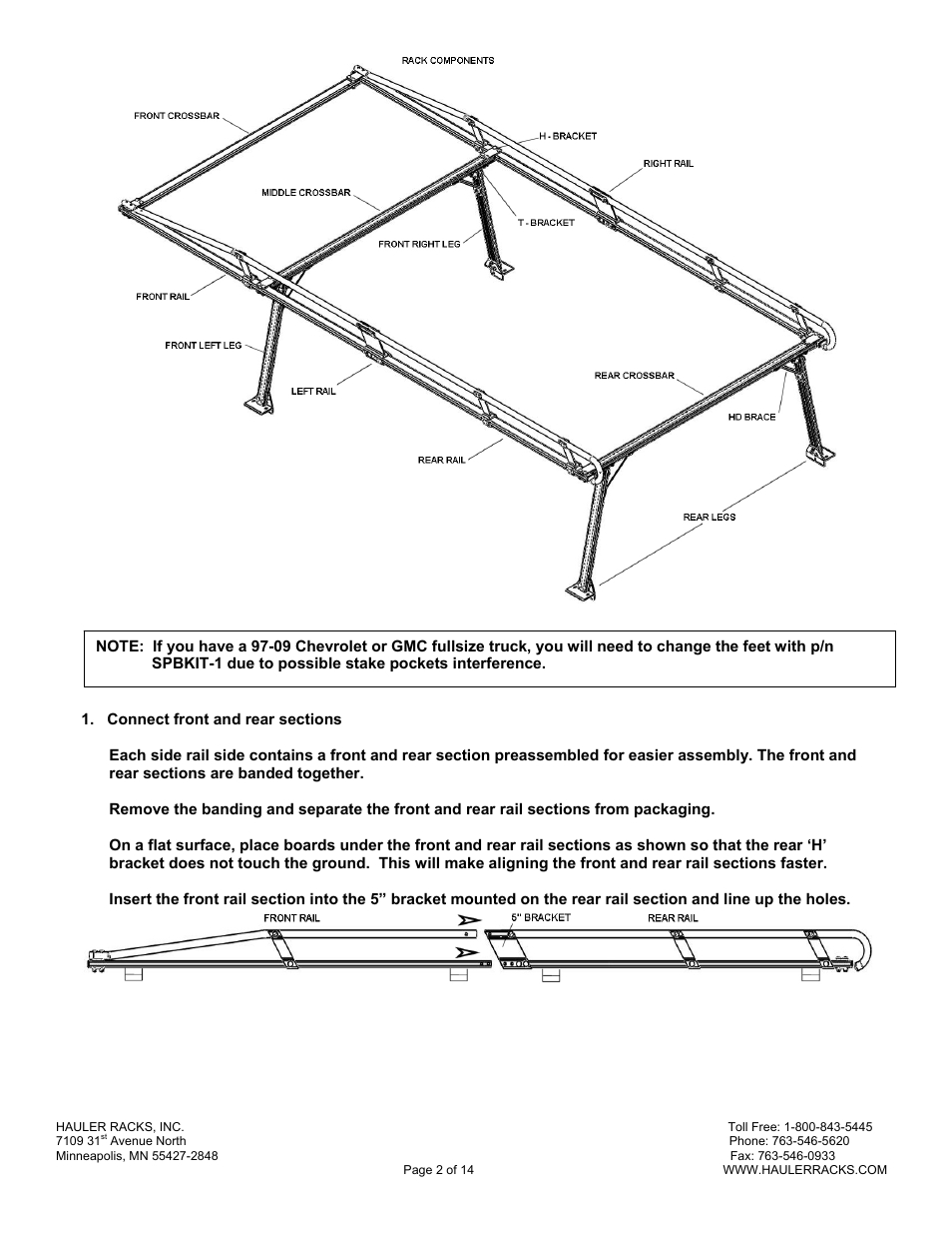 Hauler Racks Hauler II - UNIVERSAL TRUCK SERIES RACKS User Manual | Page 2 / 14