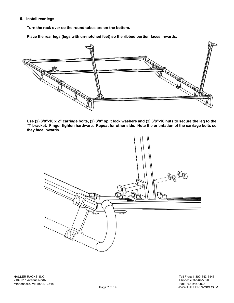 Hauler Racks Hauler II - UNIVERSAL TRUCK SERIES RACKS User Manual | Page 7 / 14