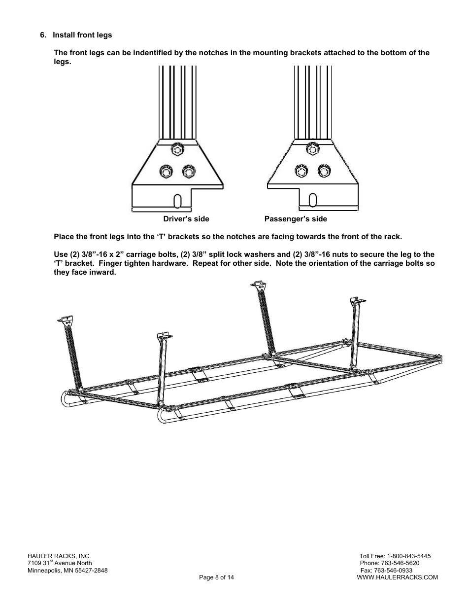 Hauler Racks Hauler II - UNIVERSAL TRUCK SERIES RACKS User Manual | Page 8 / 14