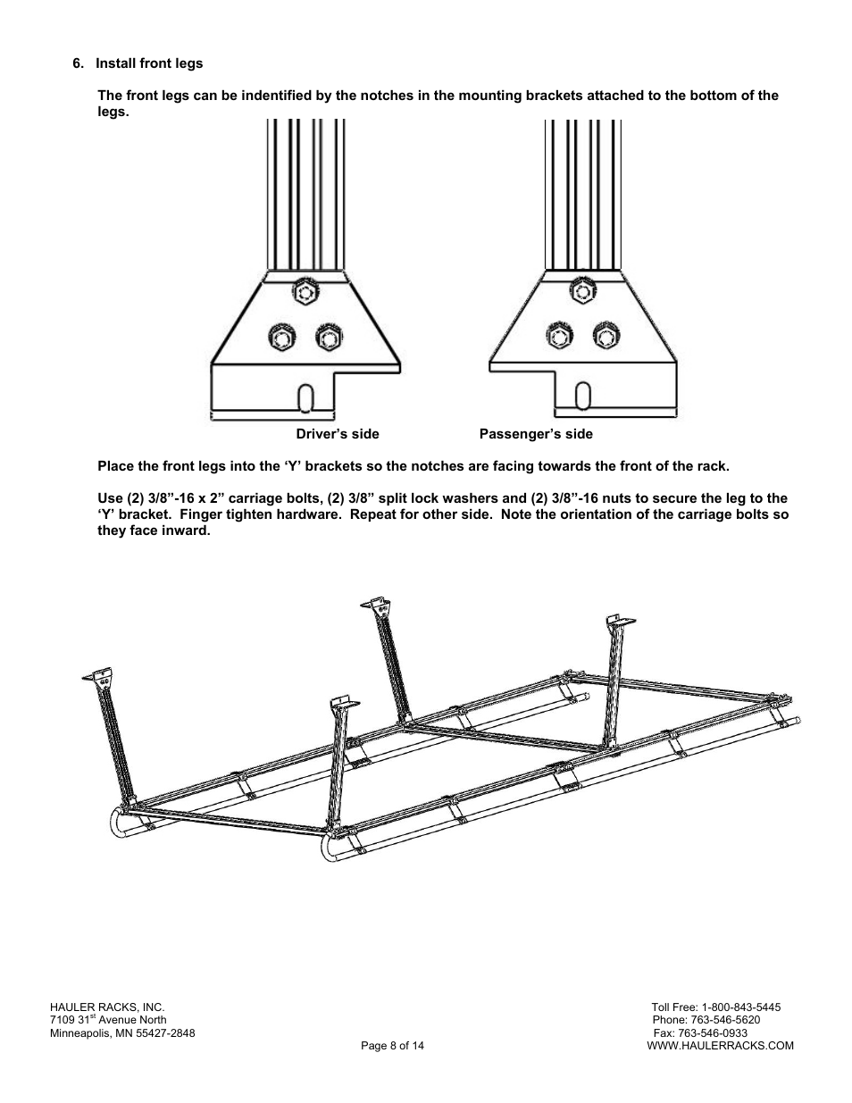 Hauler Racks T-12 SERIES RACKS User Manual | Page 8 / 14