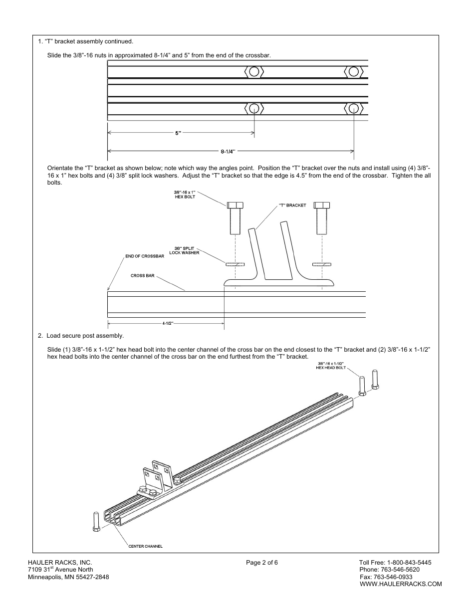 Hauler Racks TLRSAA-1 User Manual | Page 2 / 6