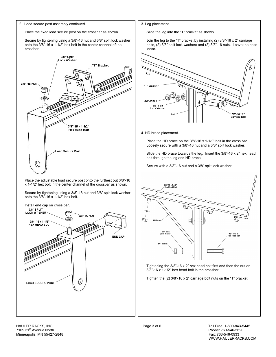 Hauler Racks TLRSAA-1 User Manual | Page 3 / 6