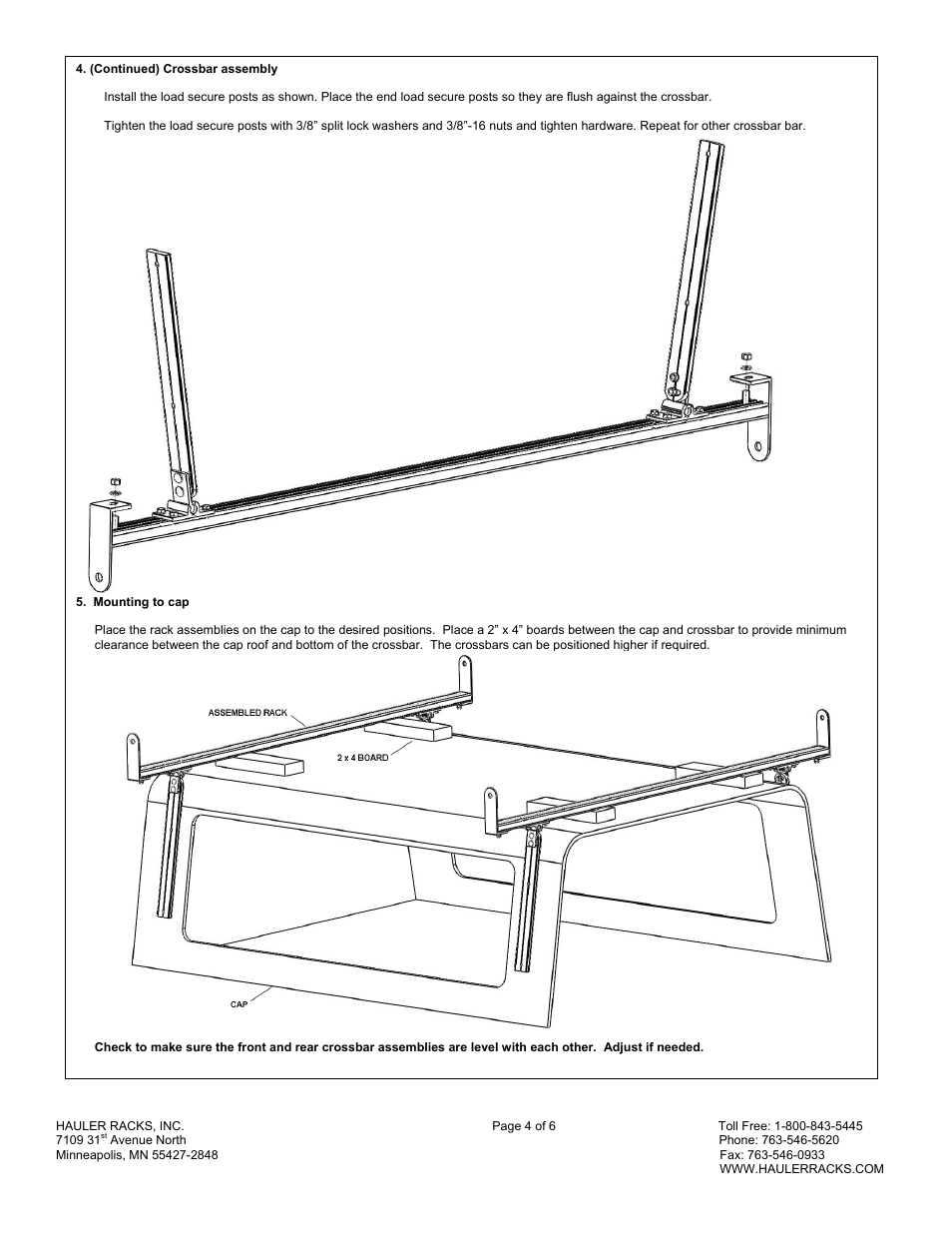 Hauler Racks C600MINI-1 User Manual | Page 4 / 6