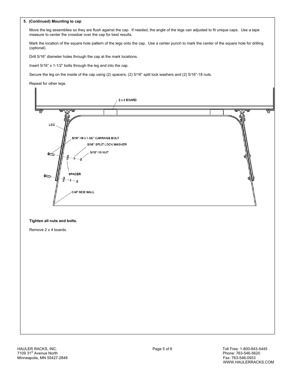 Hauler Racks C600MINI-1 User Manual | Page 5 / 6