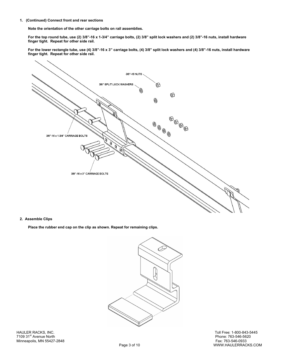 Hauler Racks V11SEV-1 User Manual | Page 3 / 10