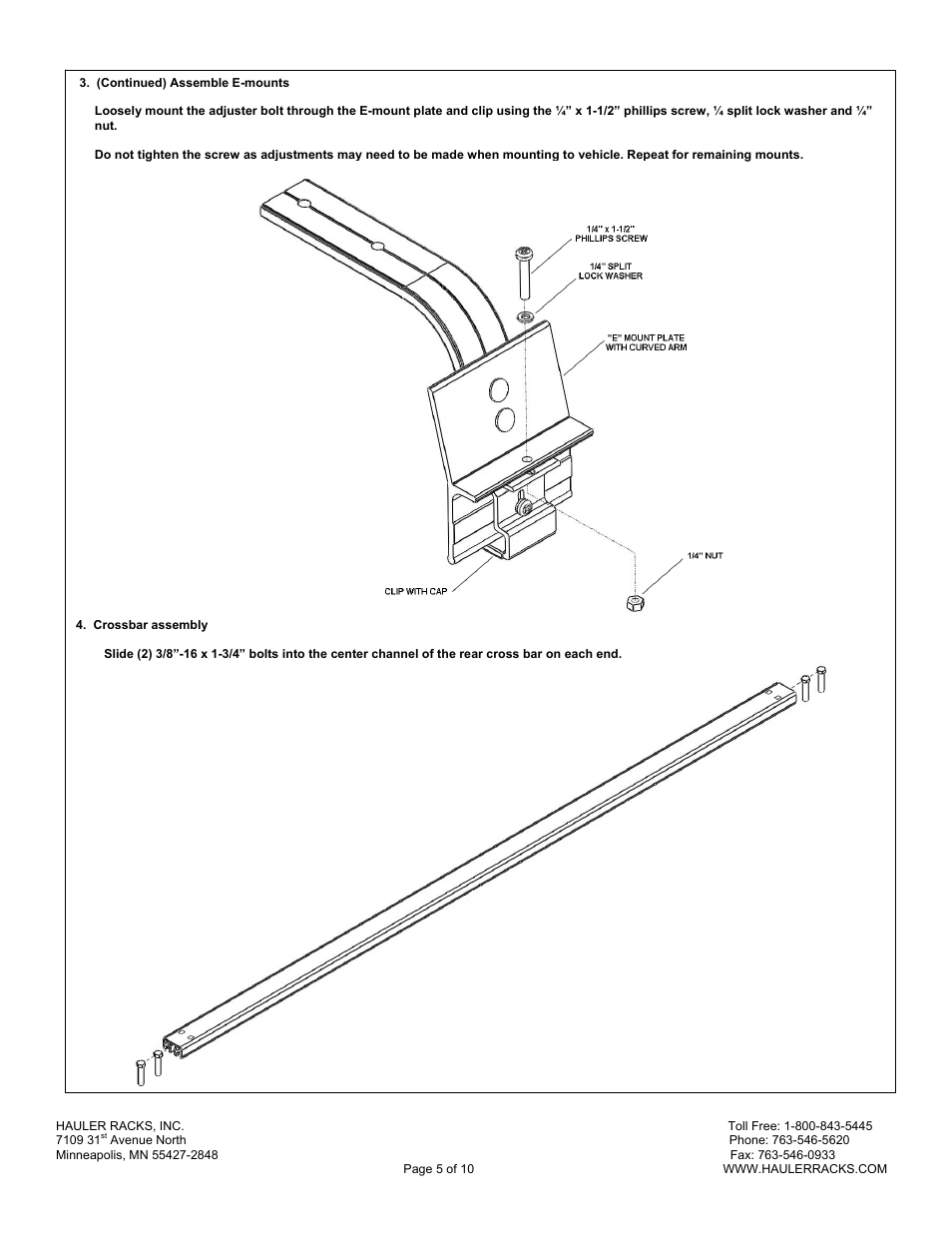 Hauler Racks V11SEV-1 User Manual | Page 5 / 10