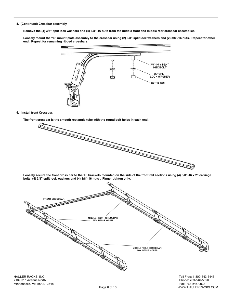 Hauler Racks V11SEV-1 User Manual | Page 6 / 10