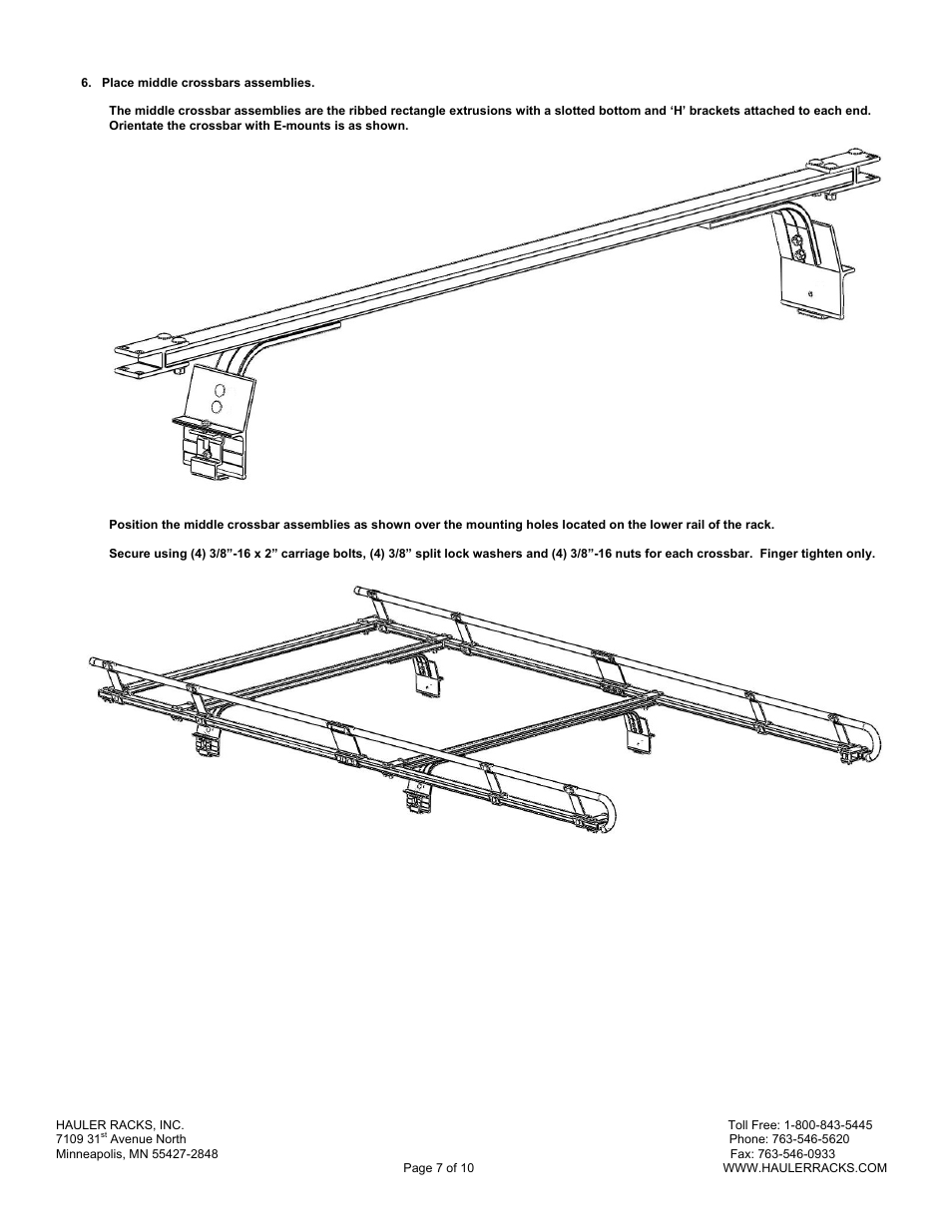 Hauler Racks V11SEV-1 User Manual | Page 7 / 10