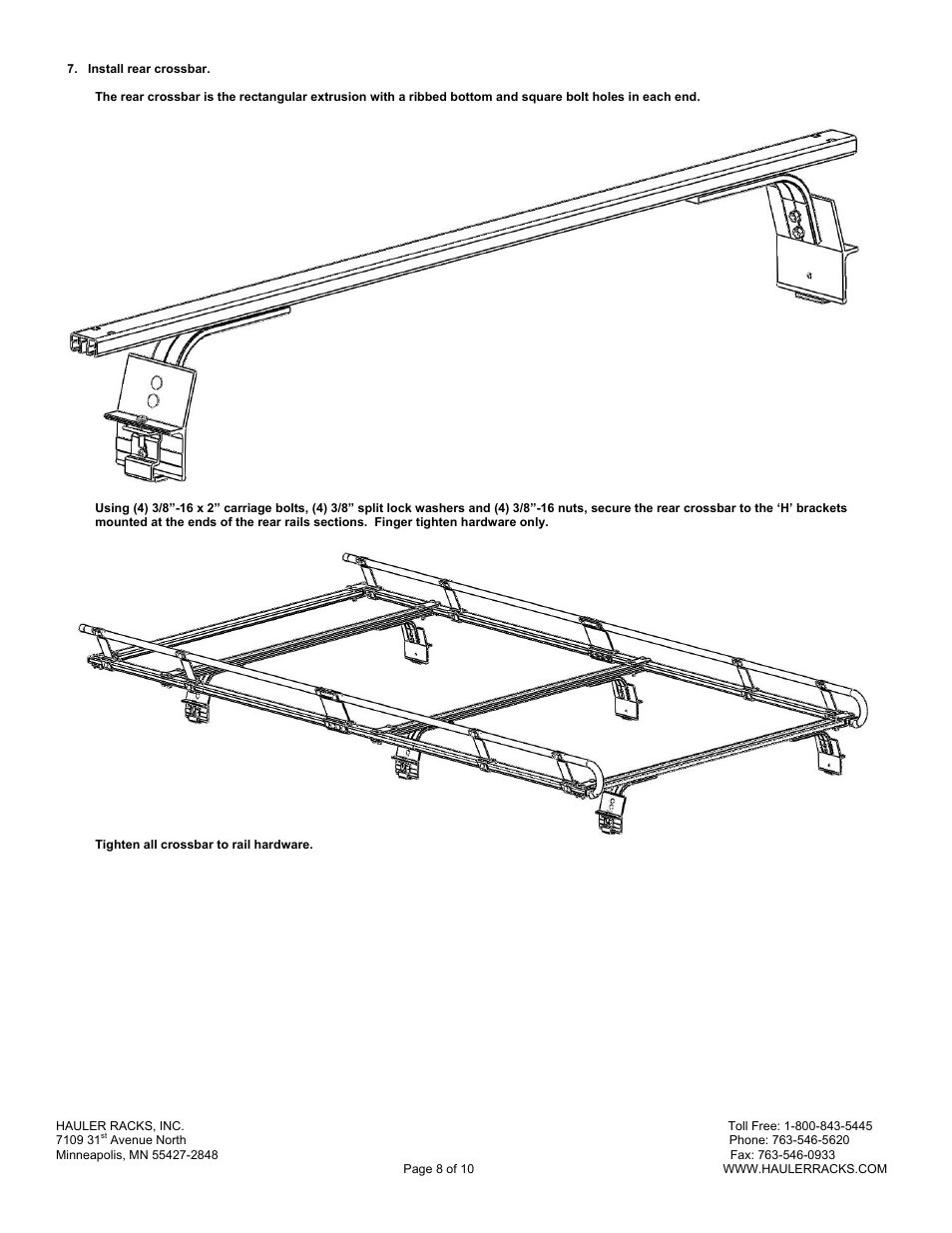 Hauler Racks V11SEV-1 User Manual | Page 8 / 10