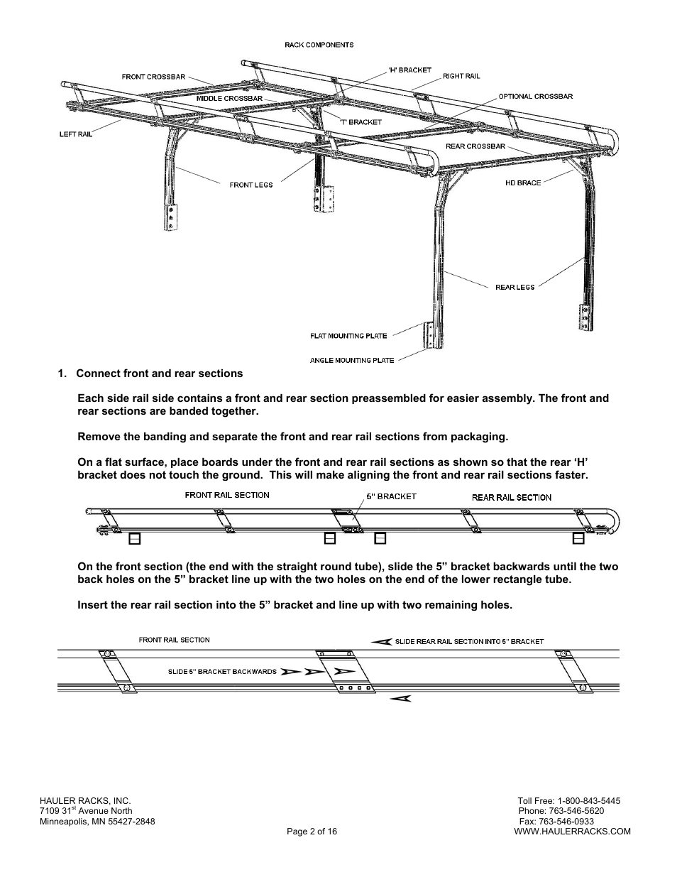 Hauler Racks SERVICE BODY ‘A’ MOUNT RACKS User Manual | Page 2 / 16
