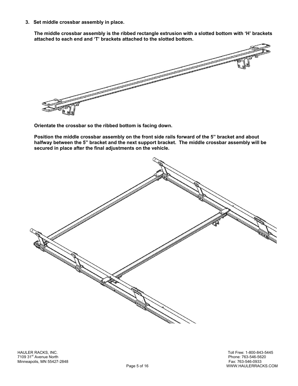 Hauler Racks SERVICE BODY ‘A’ MOUNT RACKS User Manual | Page 5 / 16