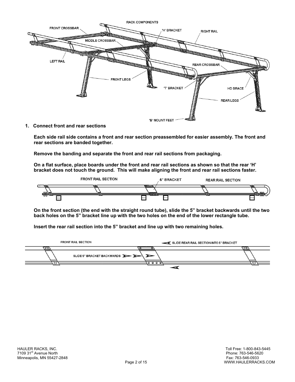 Hauler Racks SERVICE BODY ‘B’ MOUNT RACKS User Manual | Page 2 / 15