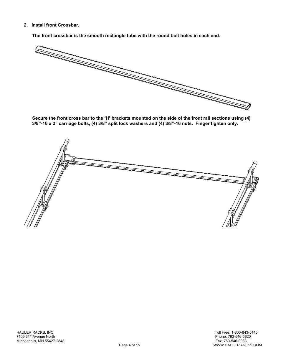 Hauler Racks SERVICE BODY ‘B’ MOUNT RACKS User Manual | Page 4 / 15