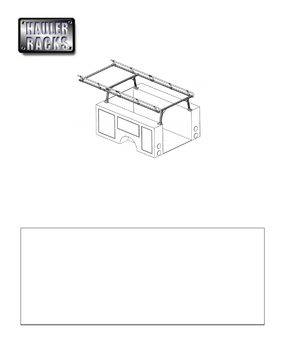 Hauler Racks SERVICE BODY ‘C’ MOUNT RACKS User Manual | 15 pages