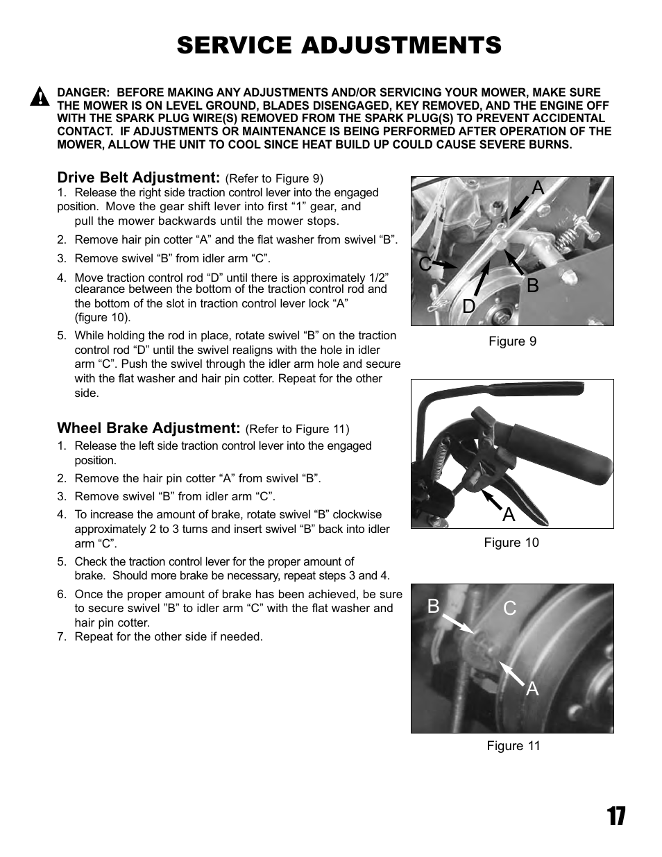 17 service adjustments | Havener Belt-Drive Mowers 32, 36, 48 & 52 User Manual | Page 17 / 46