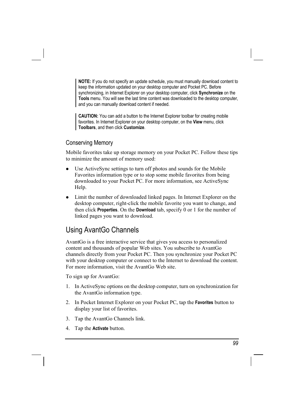 Using avantgo channels | RoverComputers RoverPC P7 PDA User Manual | Page 109 / 129