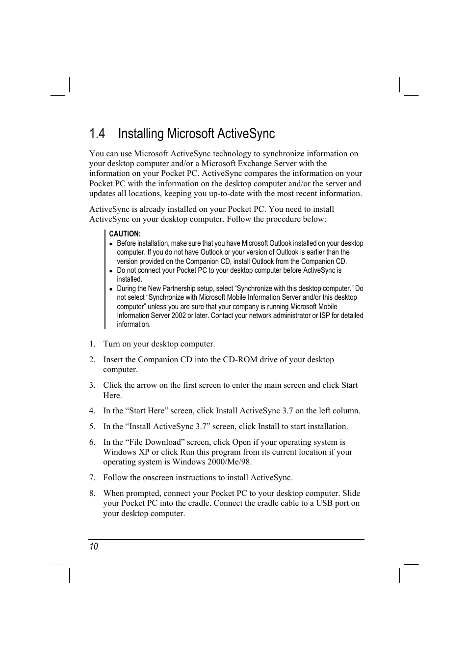 4 installing microsoft activesync | RoverComputers RoverPC P7 PDA User Manual | Page 20 / 129