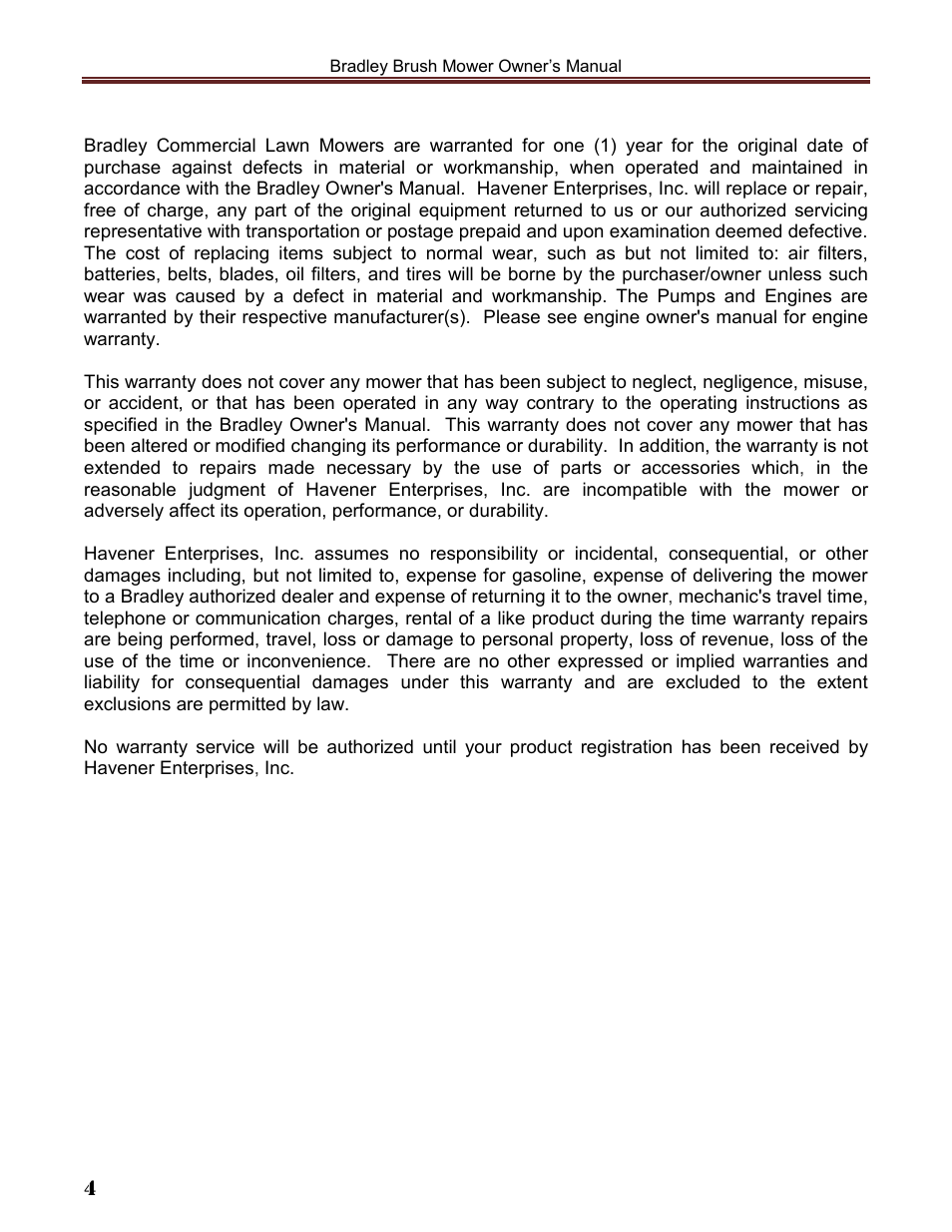 Havener Brush Mower 36 User Manual | Page 4 / 36