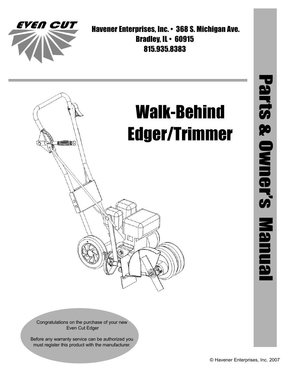 Havener E-40 Edger User Manual | 23 pages