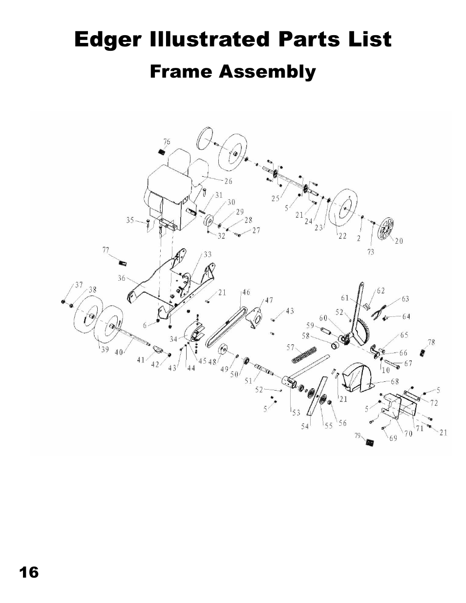 Edger illustrated parts list | Havener E-40 Edger User Manual | Page 16 / 23