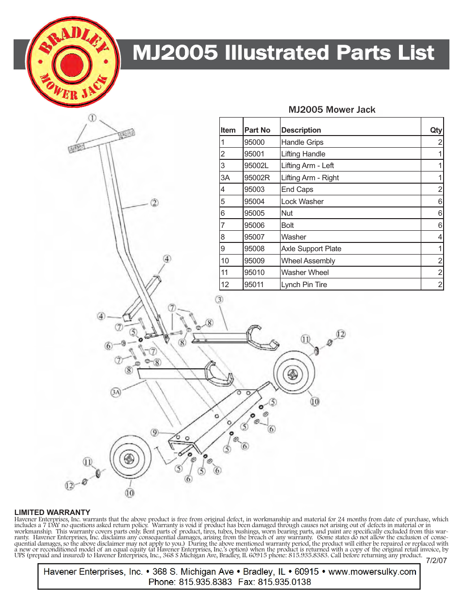 Havener MJ2005 User Manual | 1 page