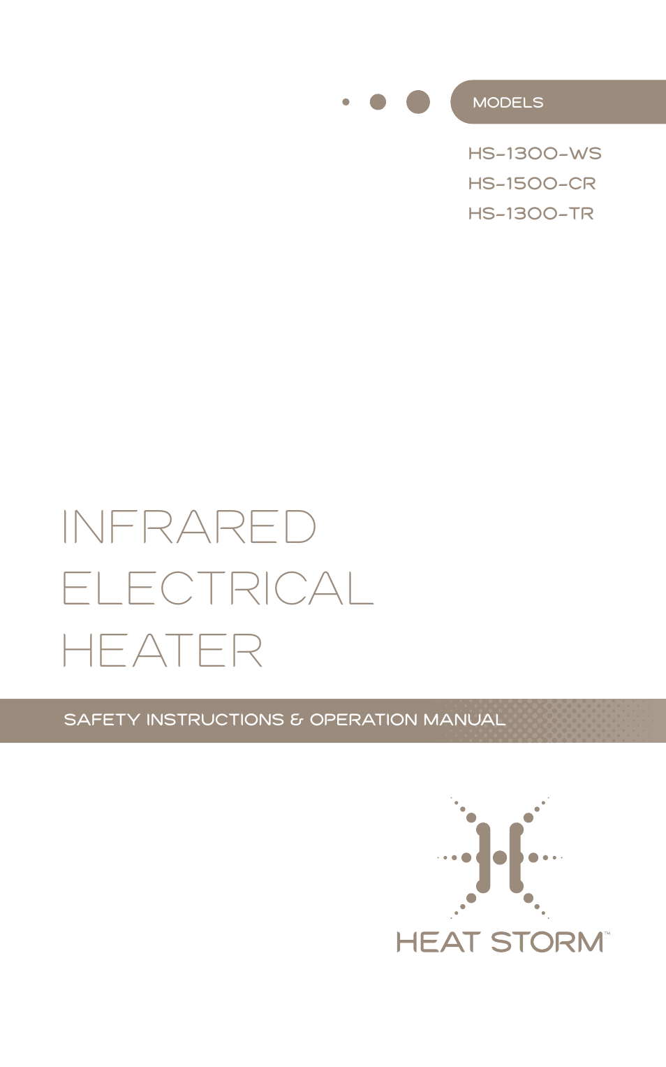 Heat Storm HS-1500-OCR User Manual | 6 pages