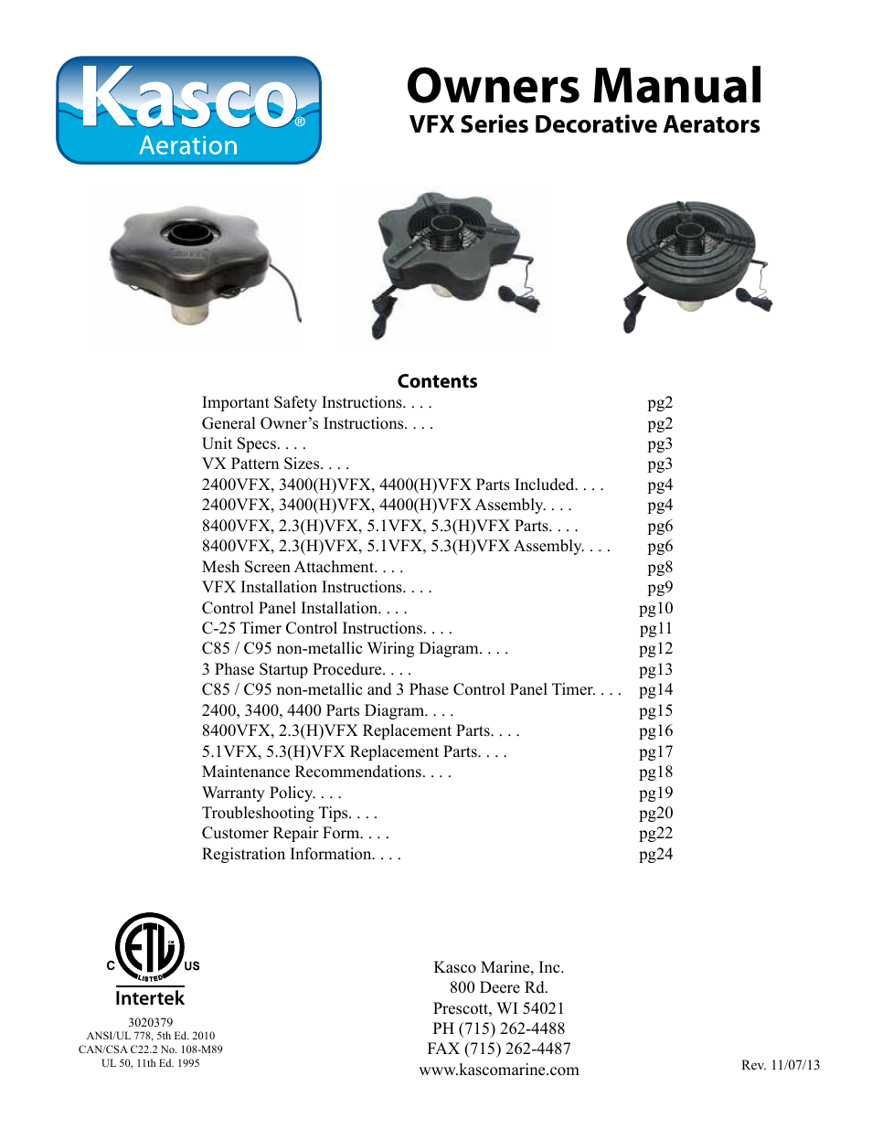 Kasco Marine VFX Series User Manual | 24 pages
