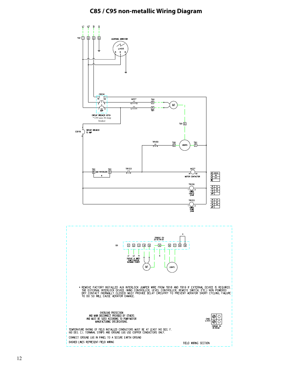 C85 / c95 non-metallic wiring diagram | Kasco Marine VFX Series User Manual | Page 12 / 24