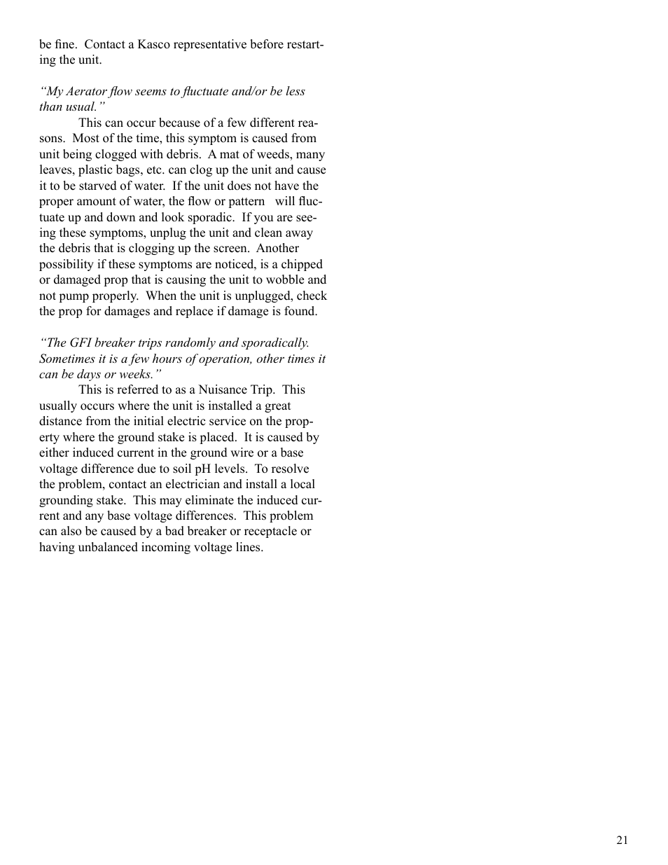 Kasco Marine VFX Series User Manual | Page 21 / 24