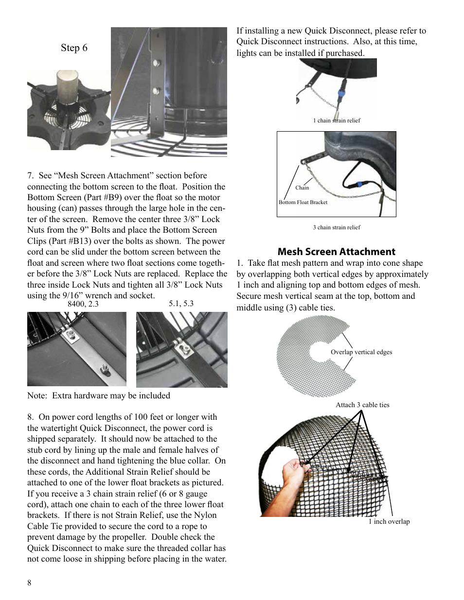 Mesh screen attachment, Step 6 | Kasco Marine VFX Series User Manual | Page 8 / 24