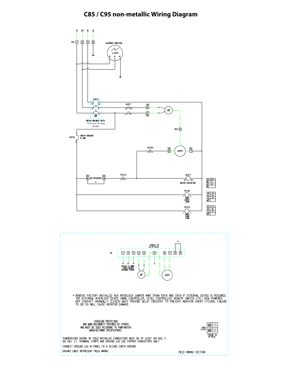 C85 / c95 non-metallic wiring diagram | Kasco Marine J Series User Manual | Page 12 / 28