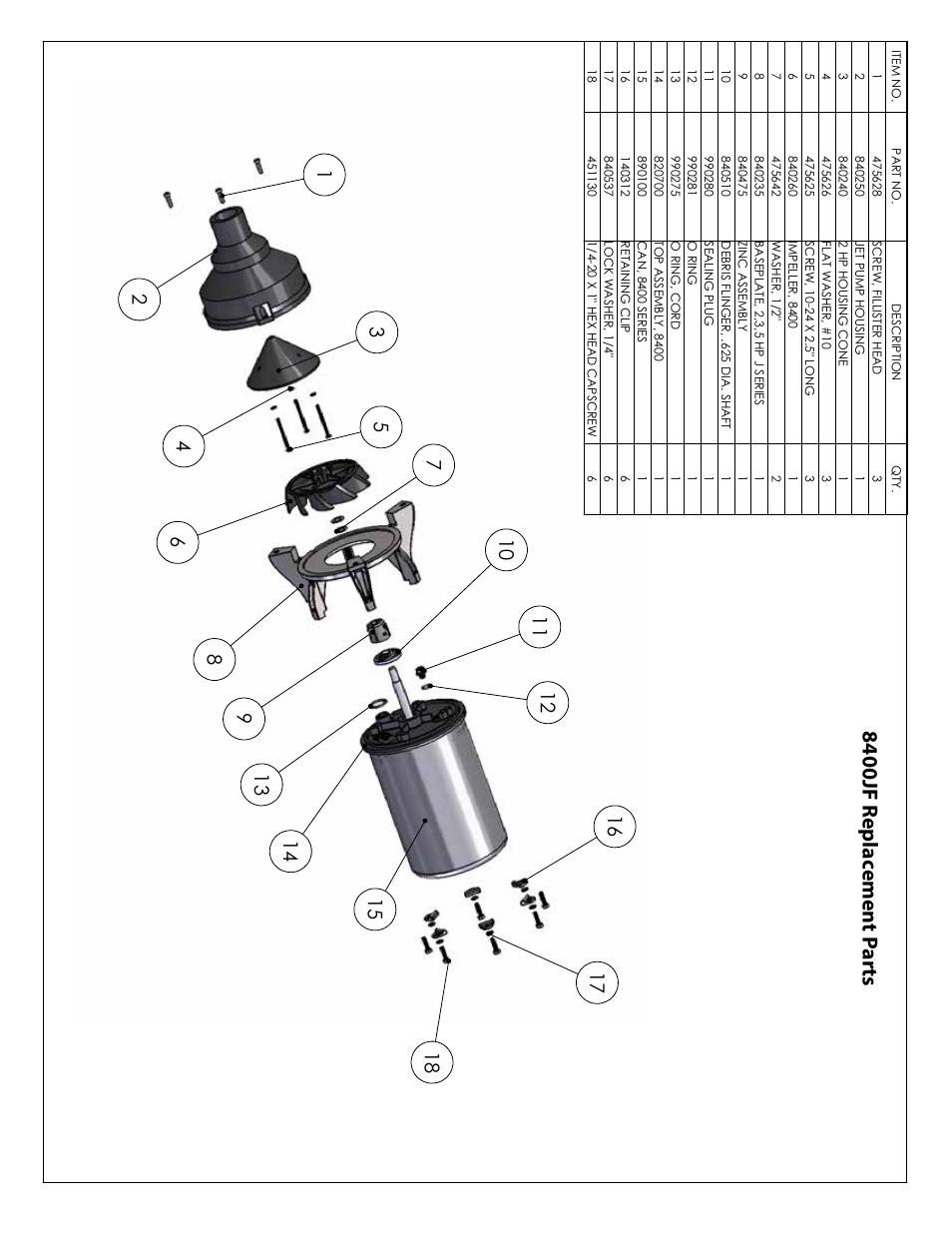 8400j replacement parts, 8400jf replacement parts | Kasco Marine J Series User Manual | Page 15 / 28